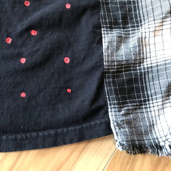 Flannel Tee Upcycle, Christmas Shirt: Size S-M, Holiday Graphics, Jingle Ladies - Picture 7 of 9